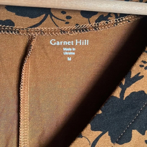 Garnet Hill Phoebe Brown Black Floral Button Front Knit Dress - Picture 7 of 11